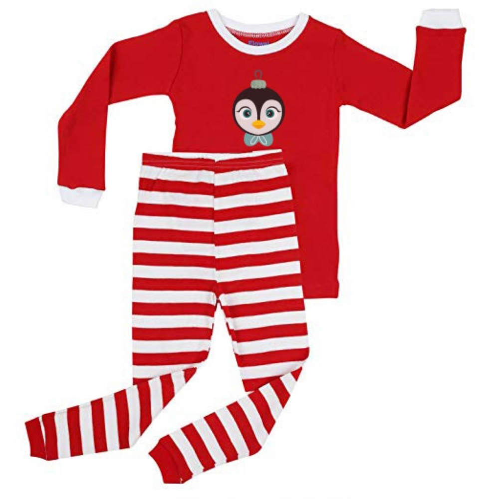 Kritter Christmas Striped Penguin Kids Pajama Set